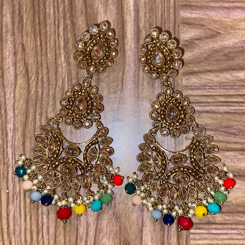 Indian Dangle Multicolor Earrings - image 2
